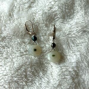Handmade stone&pearl earrings